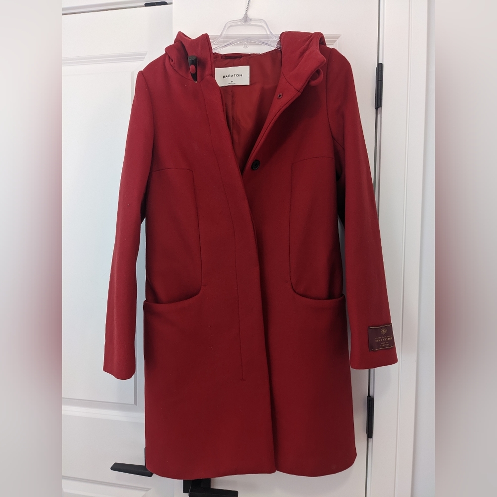 NWT Babaton (Aritzia) Ruby Red Italian Wool & Cashmere Coat - Size Medium